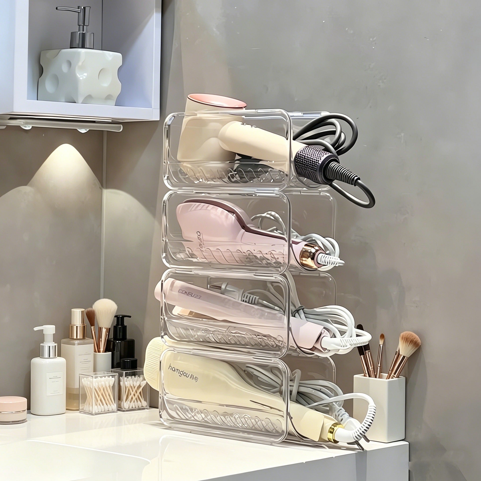 Transparent Hair Tool Organizer Storage Rack