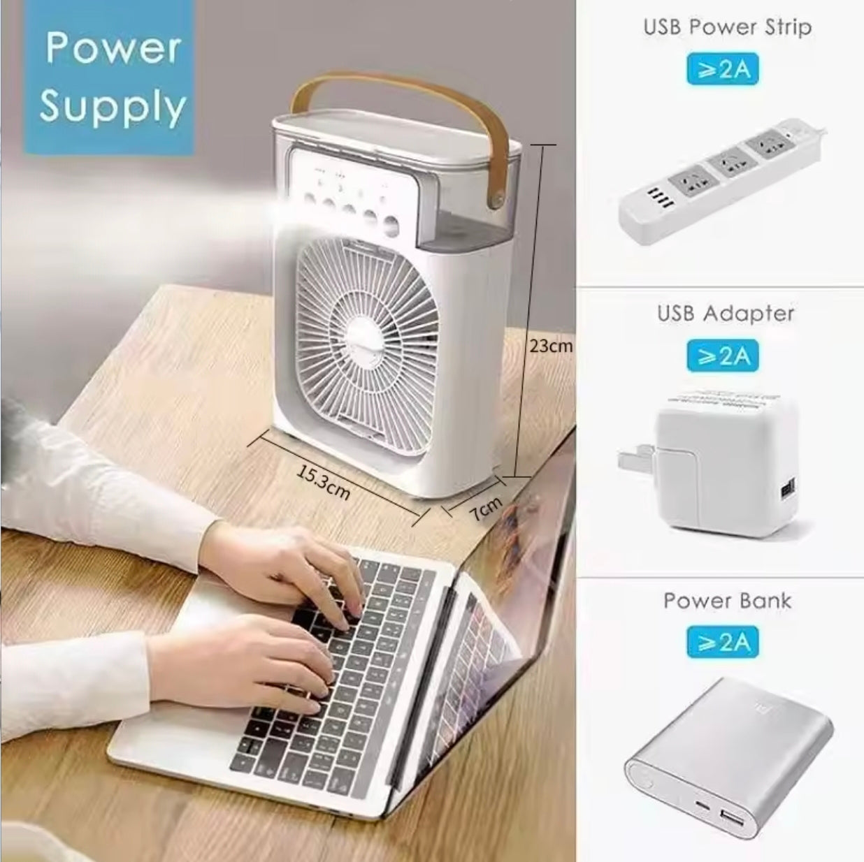 Portable Rechargeable Air Cooler whith Mist & LED Light